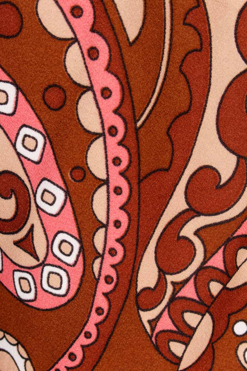 60s Disco Kleid braun rosa Paisley