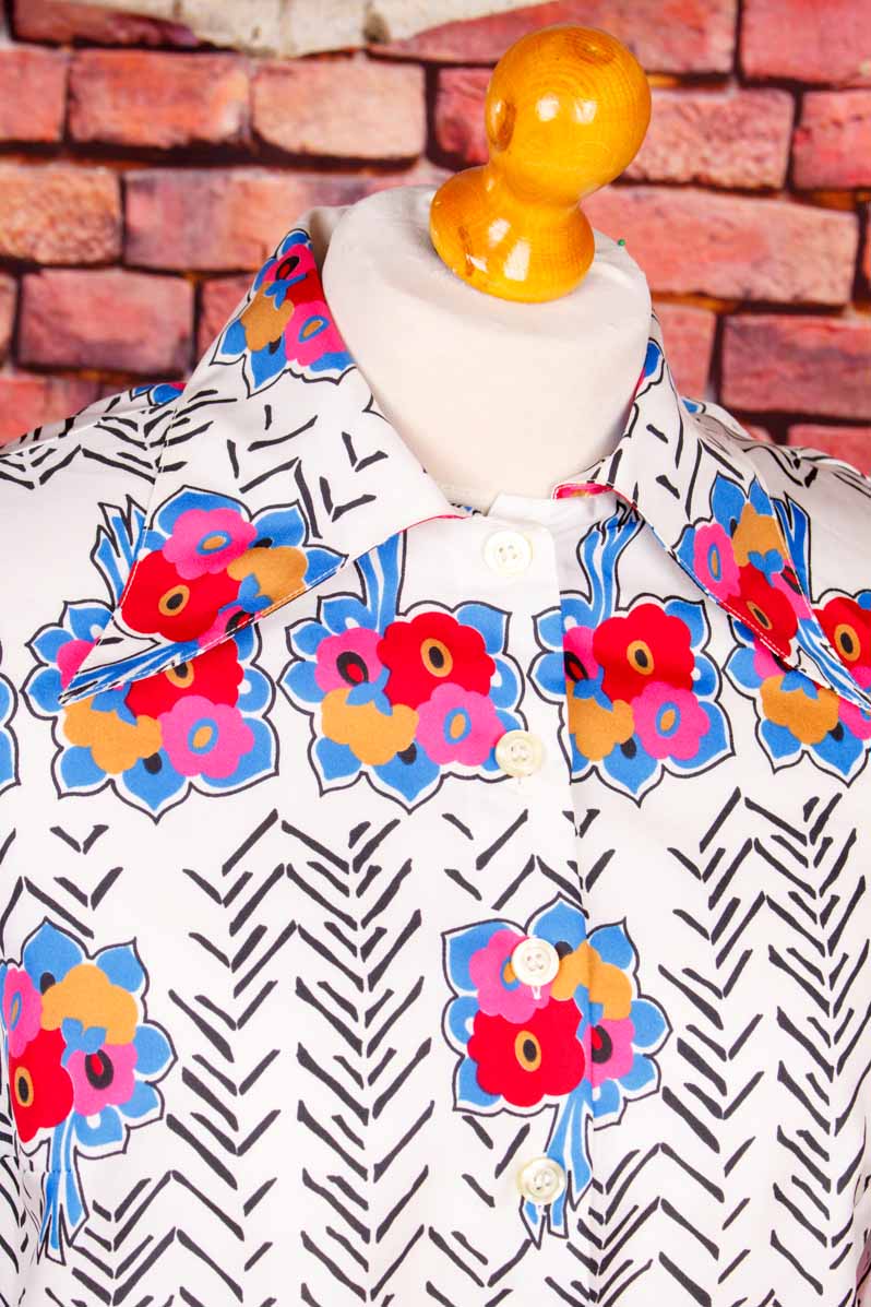 70s Disco Bluse bunt Riesenkragen