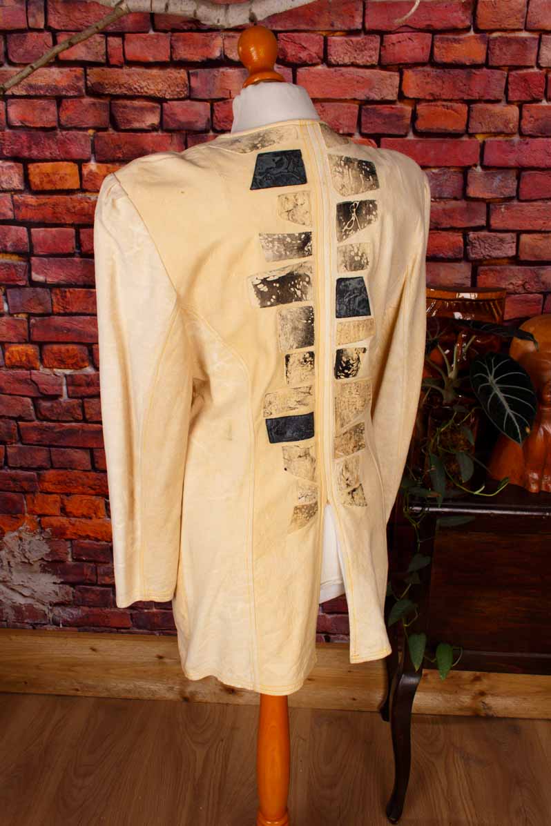Boho Lederjacke Blazer beige