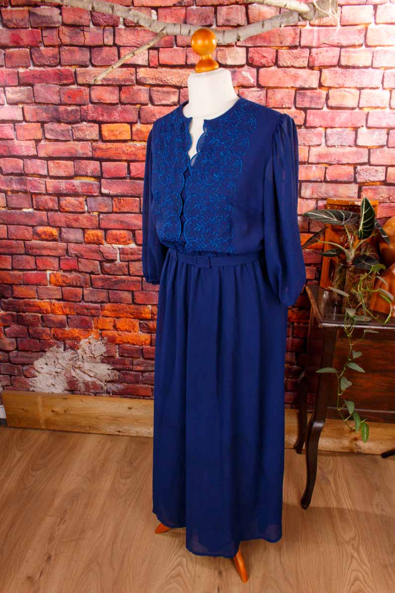80s Abendkleid blau