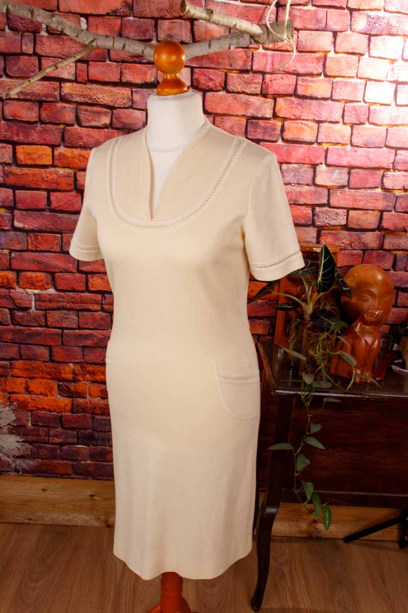Vintage Strickkleid beige Wollmix
