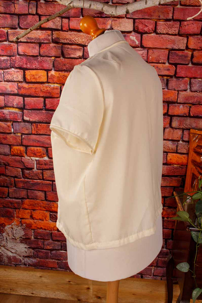60er Jahre Bluse creme bestickt