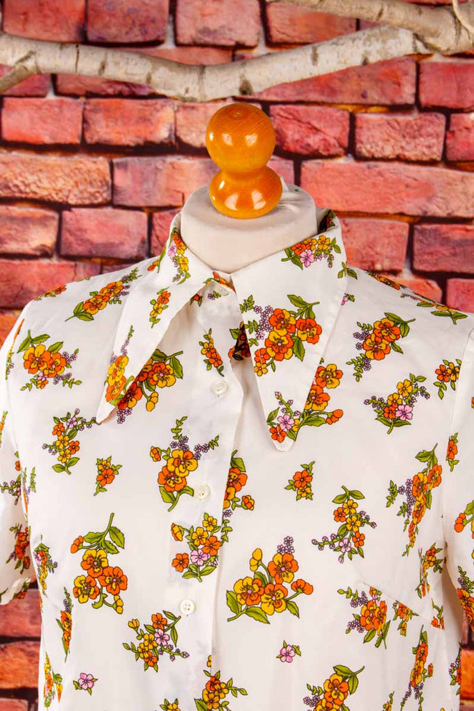 70s Dackelohrenbluse Blumen