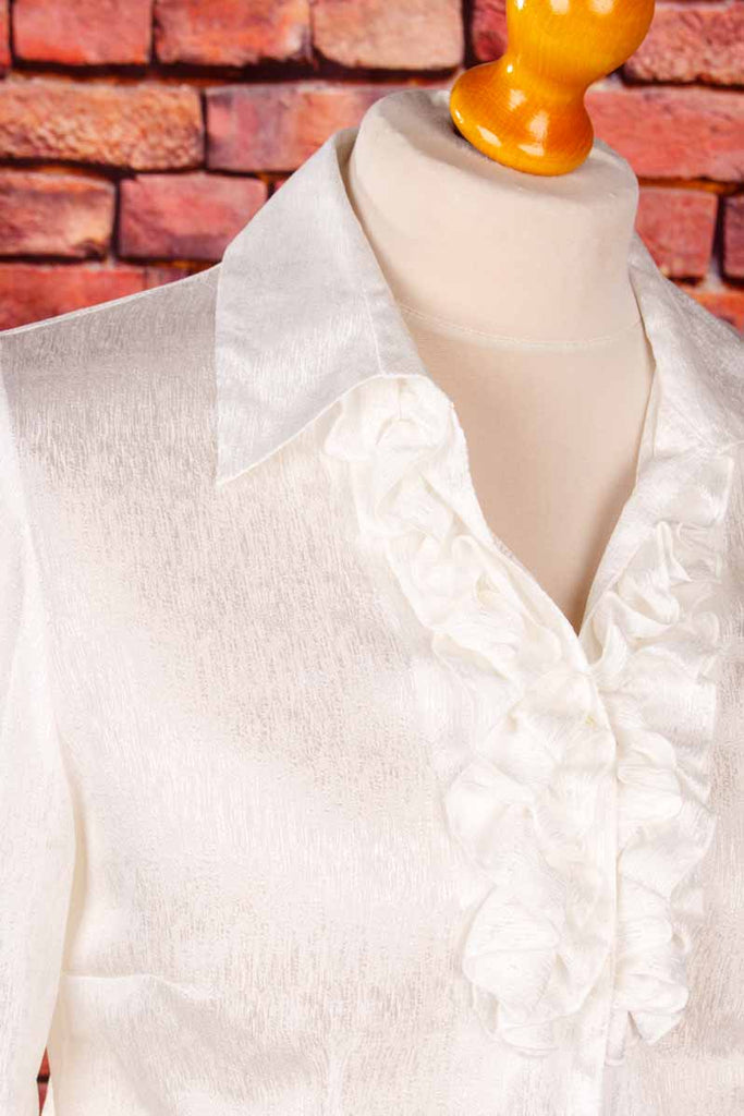 Vintage Rüschenbluse weiß Satin