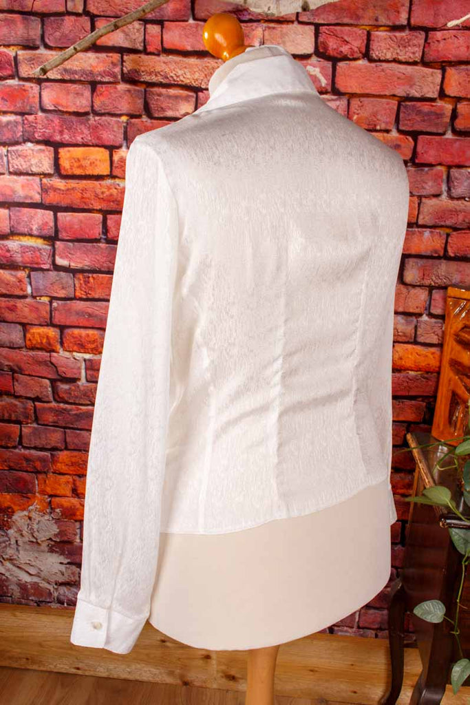 Vintage Rüschenbluse weiß Satin