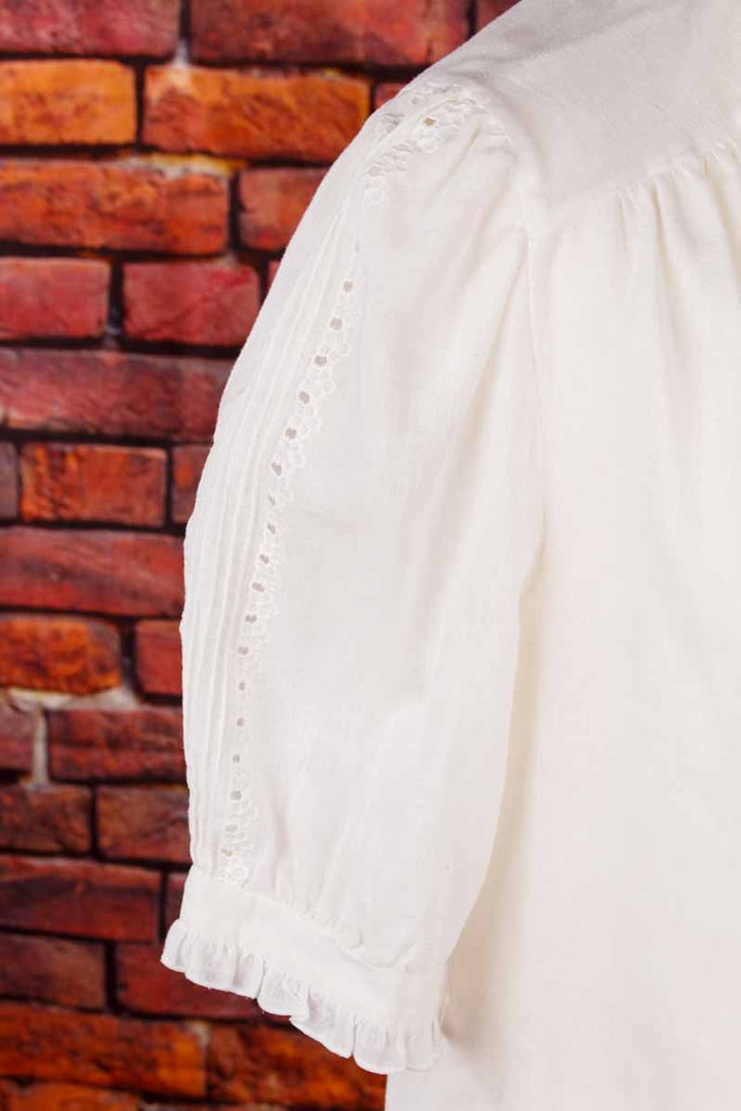 Vintage Trachtenbluse weiß Stehkragen