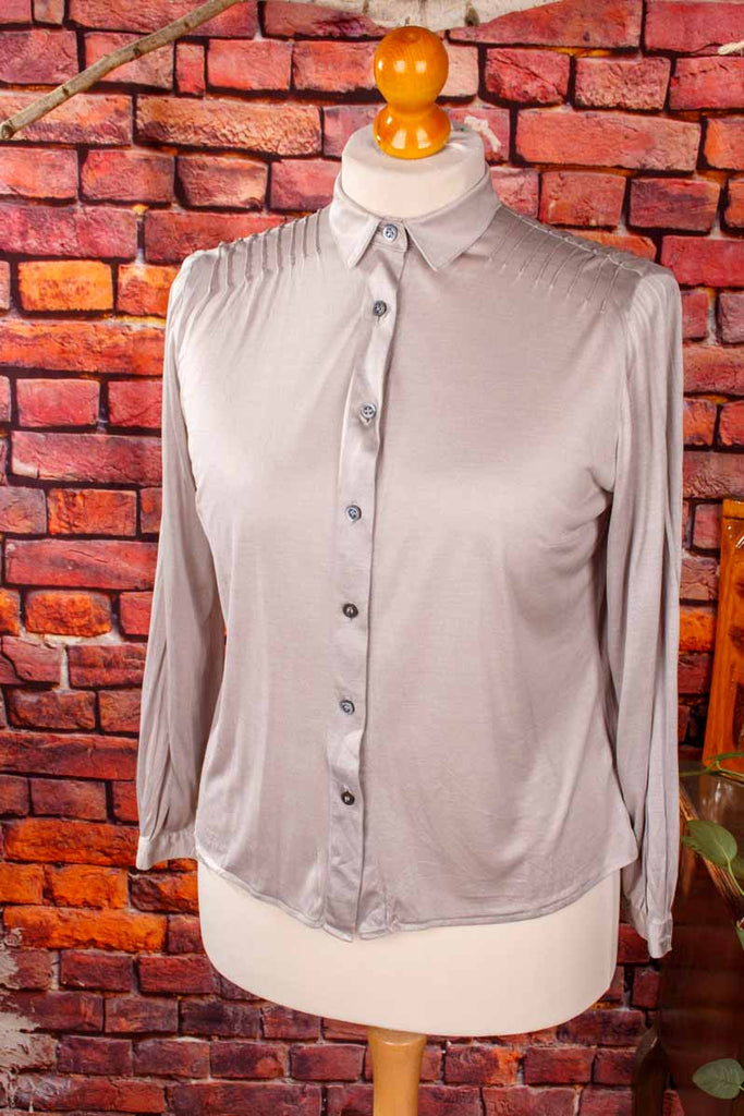 100% Seide Jersey Bluse grau