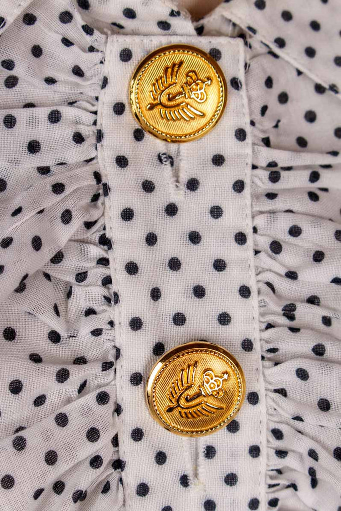 80s Bluse Punktemuster und Rüschenjabot