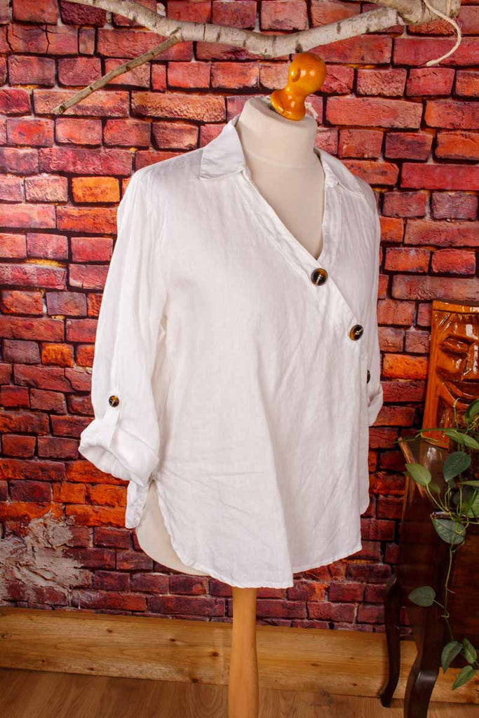 100% Leinen Top asymmetrisch