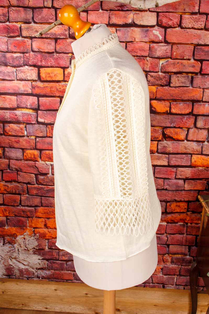 Vintage Dirndlbluse creme mit Spitze