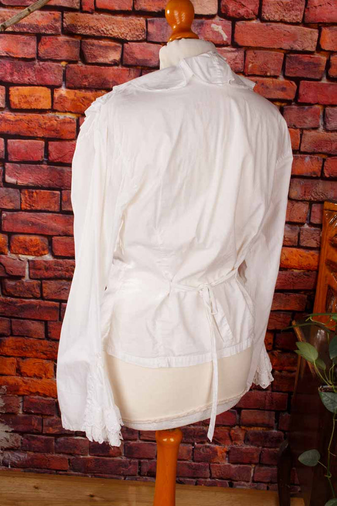 Vintage Boho Bluse weiß mit Rüschen