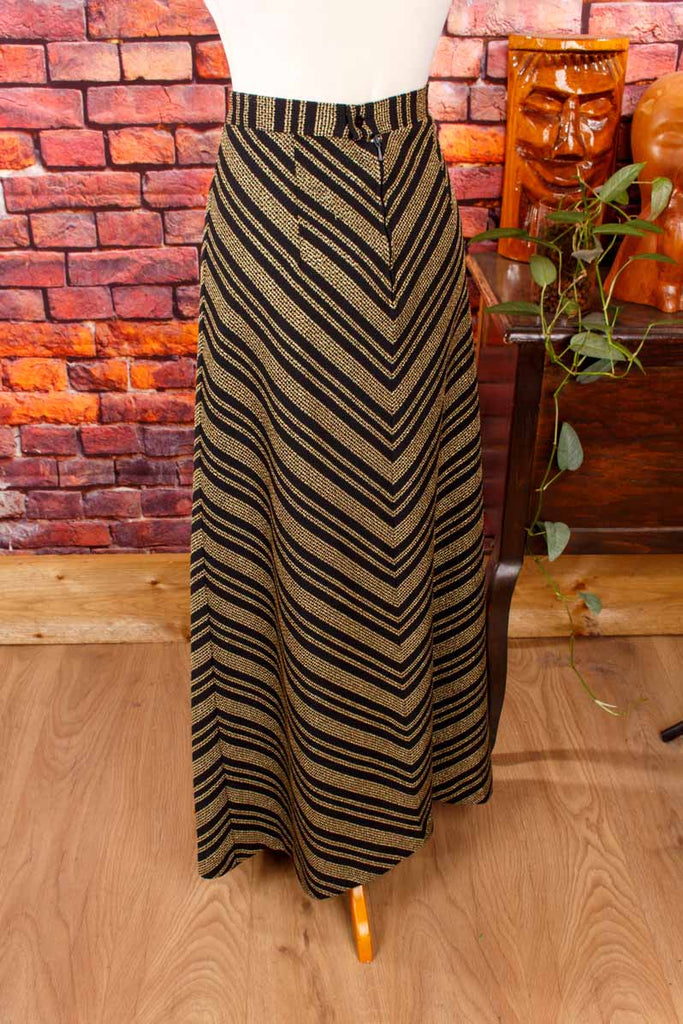 70s Boho Maxirock Goldstreifen