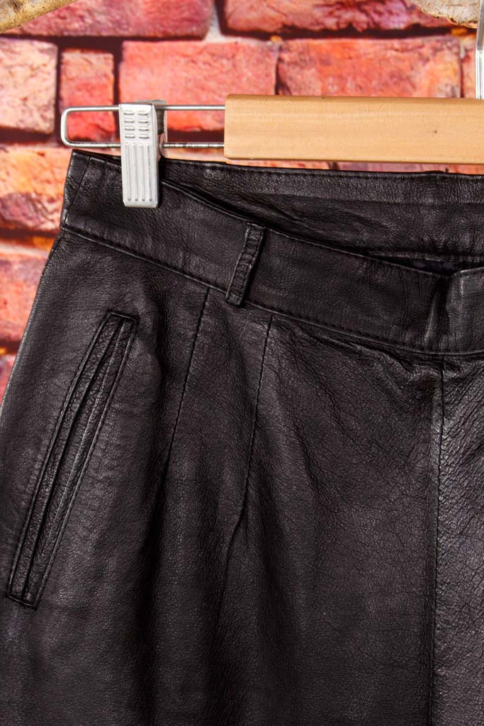 schwarze Vintage Lederhose