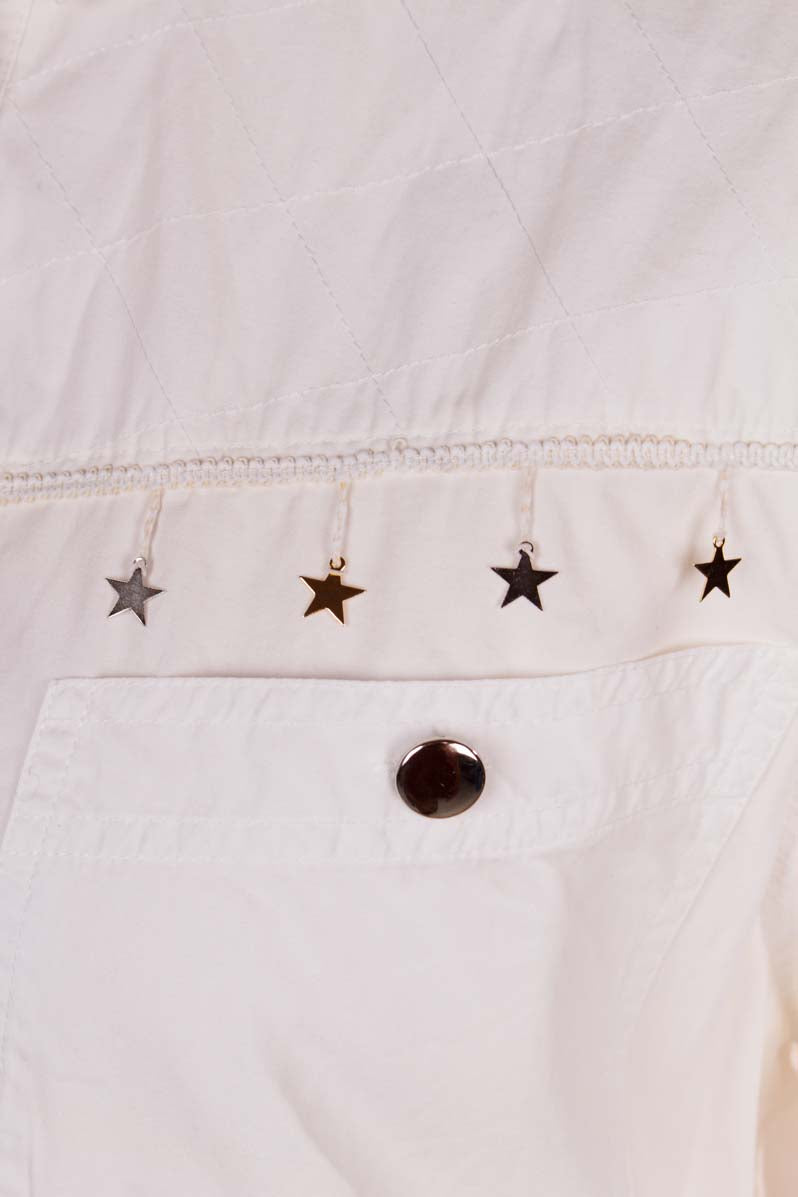 Western Bluse weiß silber Sterne