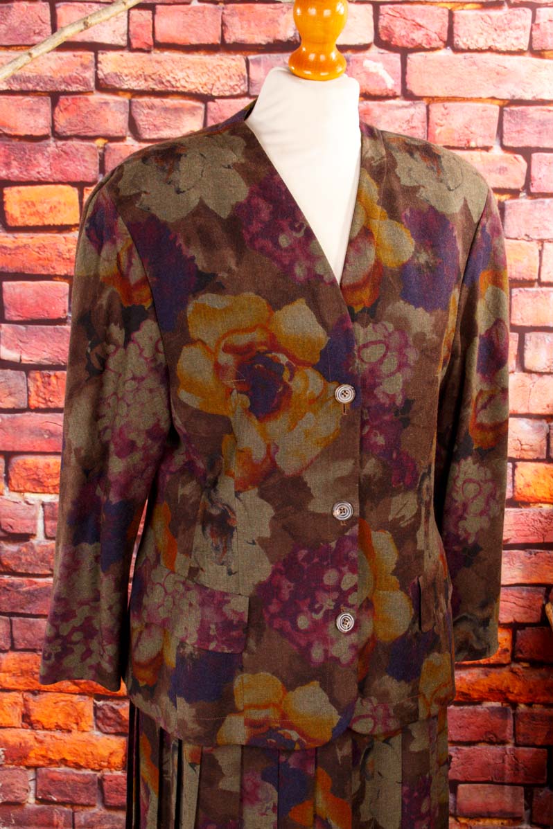 Vintage Wolle Blazer mit Blumenmuster
