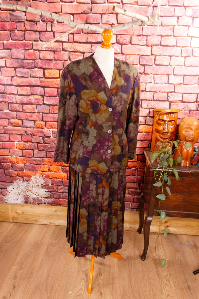 Vintage Wolle Blazer mit Blumenmuster