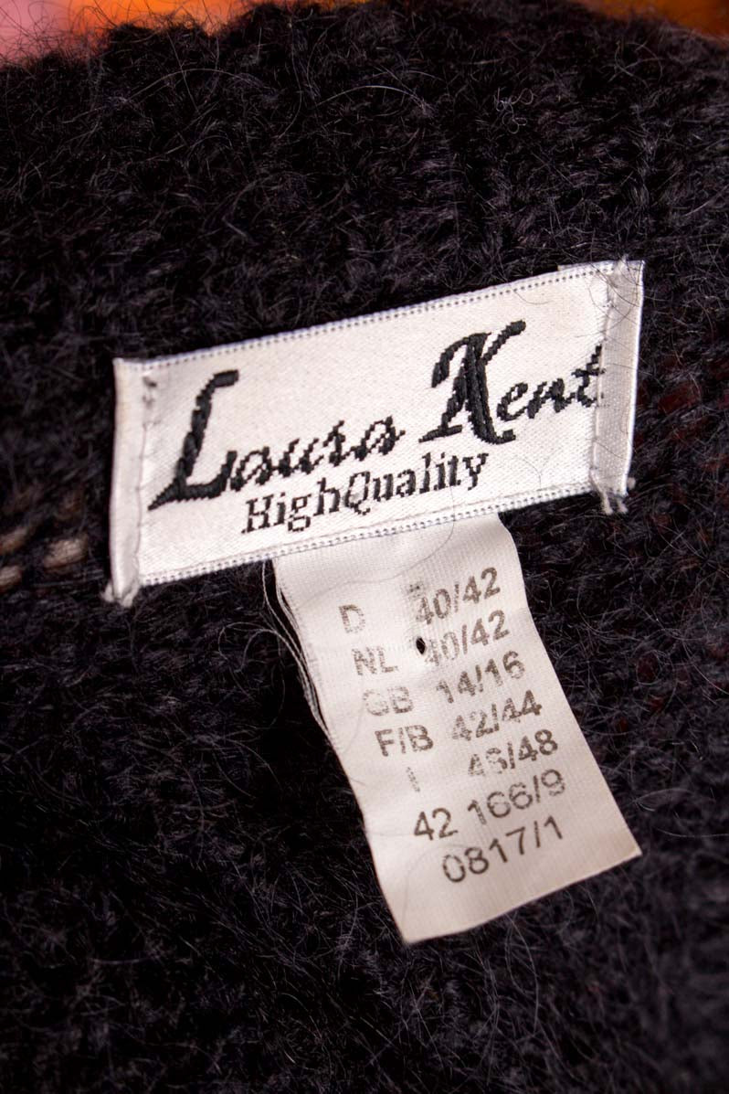 Mohair Strickjacke schwarz bunt