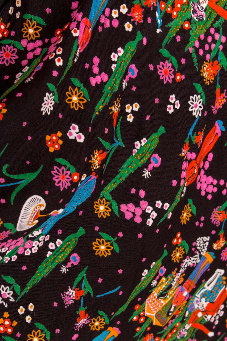 70s Hippie Minirock bunt gemustert