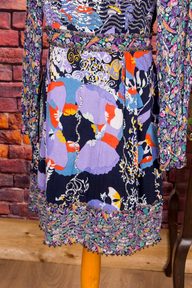 Boho Pailletten Minikleid lila