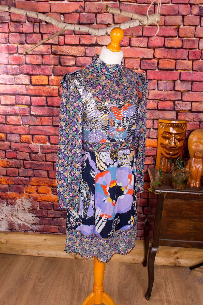 Boho Pailletten Minikleid lila