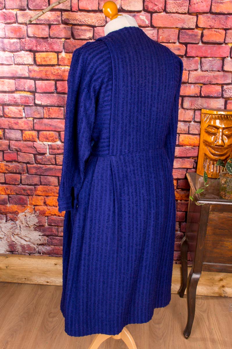 50s Wollkleid lila mit Streifen