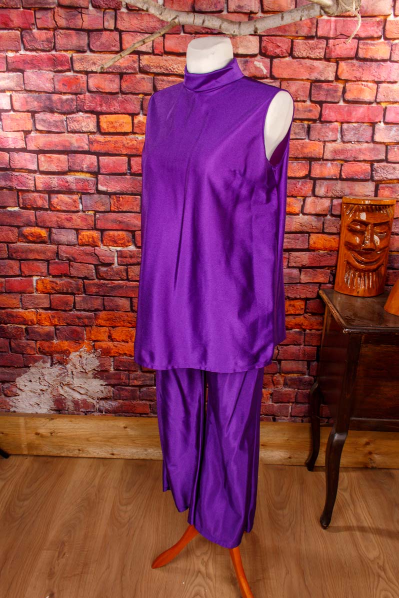 70s Lounge Anzug lila Glanz