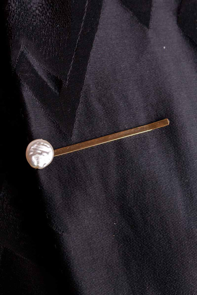 Krawattenklammer gold Perle