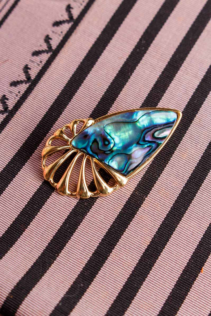 Vintage Brosche Nautilus Gold Abalone