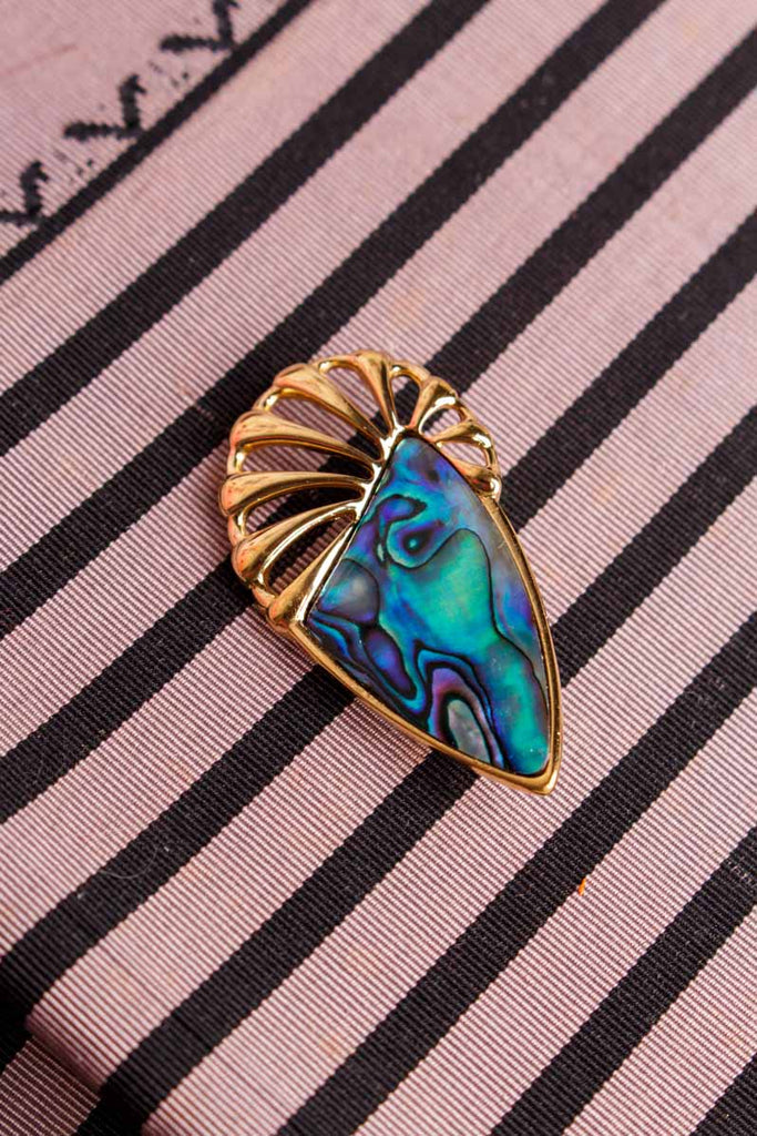 Vintage Brosche Nautilus Gold Abalone