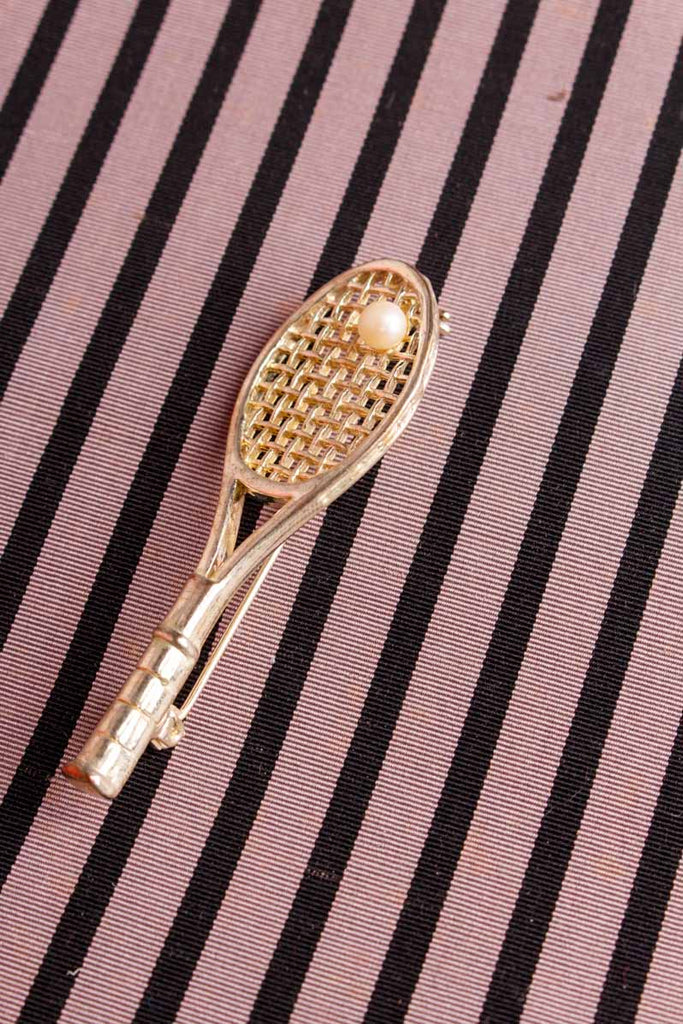 Vintage Brosche Tennisschläger