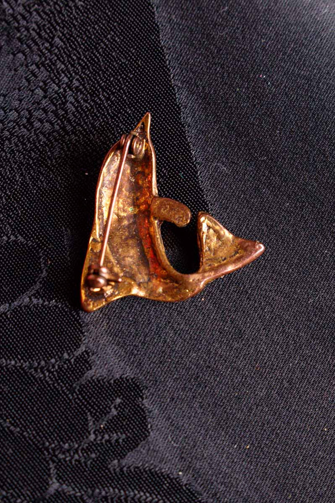 goldene Brosche Delfin + Strass