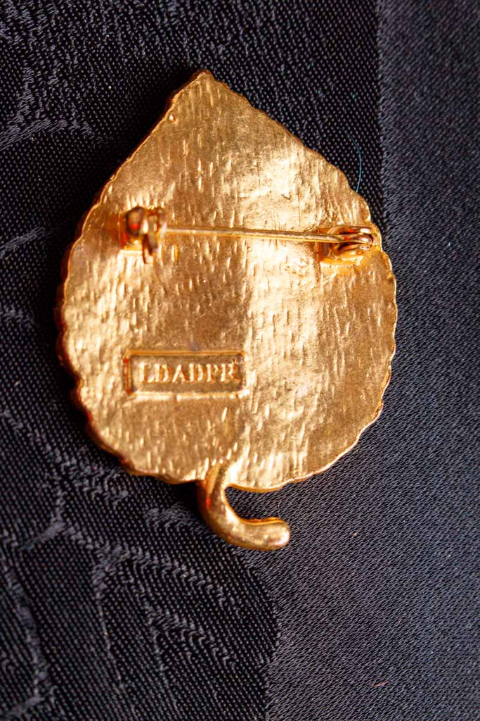 massive Brosche gold Blatt