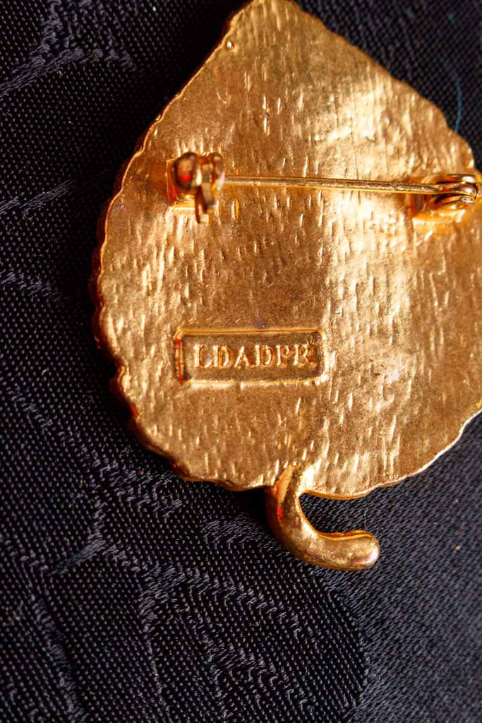 massive Brosche gold Blatt