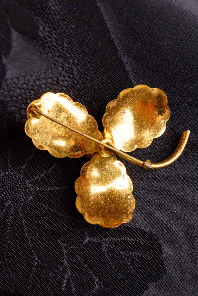 goldene Brosche Blatt Perlmutt