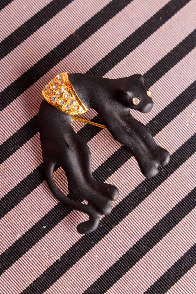 Brosche Panther schwarz gold