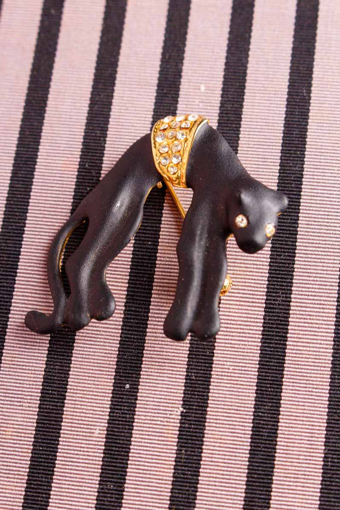 Brosche Panther schwarz gold