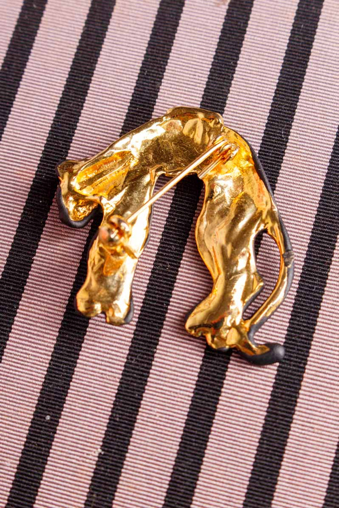 Brosche Panther schwarz gold