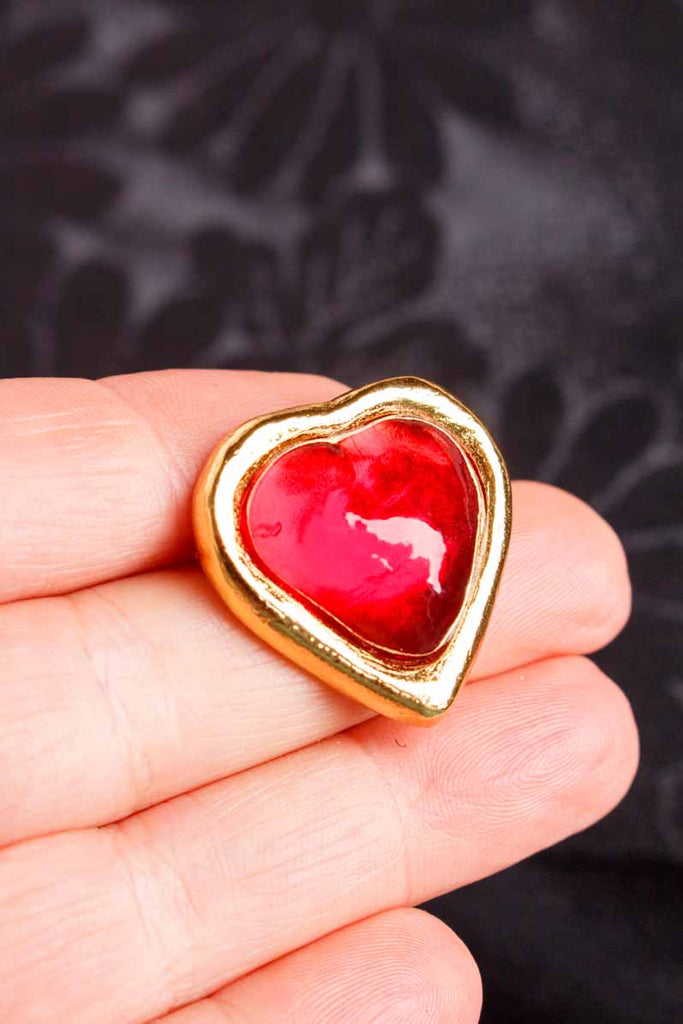 YSL Brosche Herz vergoldet