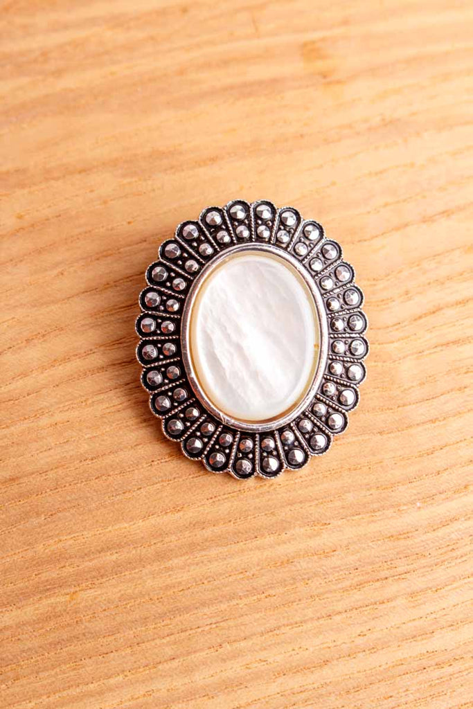 Vintage Tuchclip silber mit Perlmutt