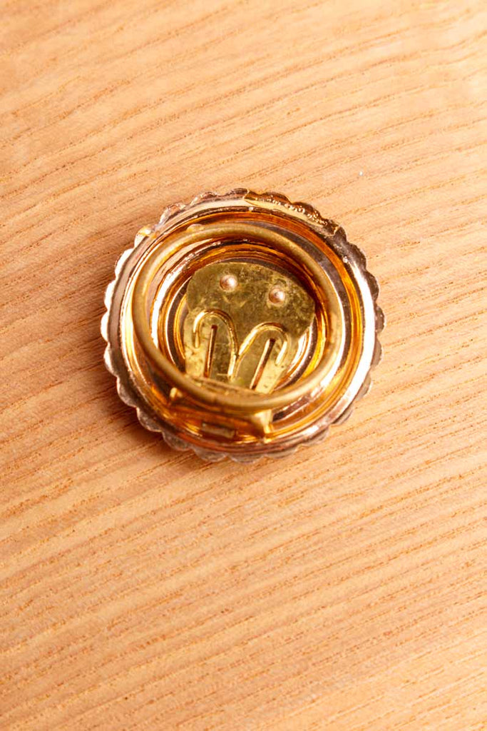 Vintage Tuchclip gold Strass + Perlmutt