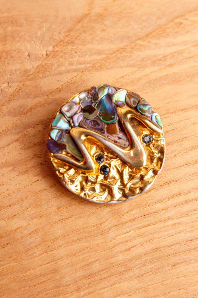 Vintage Tuchclip gold mit Muschel