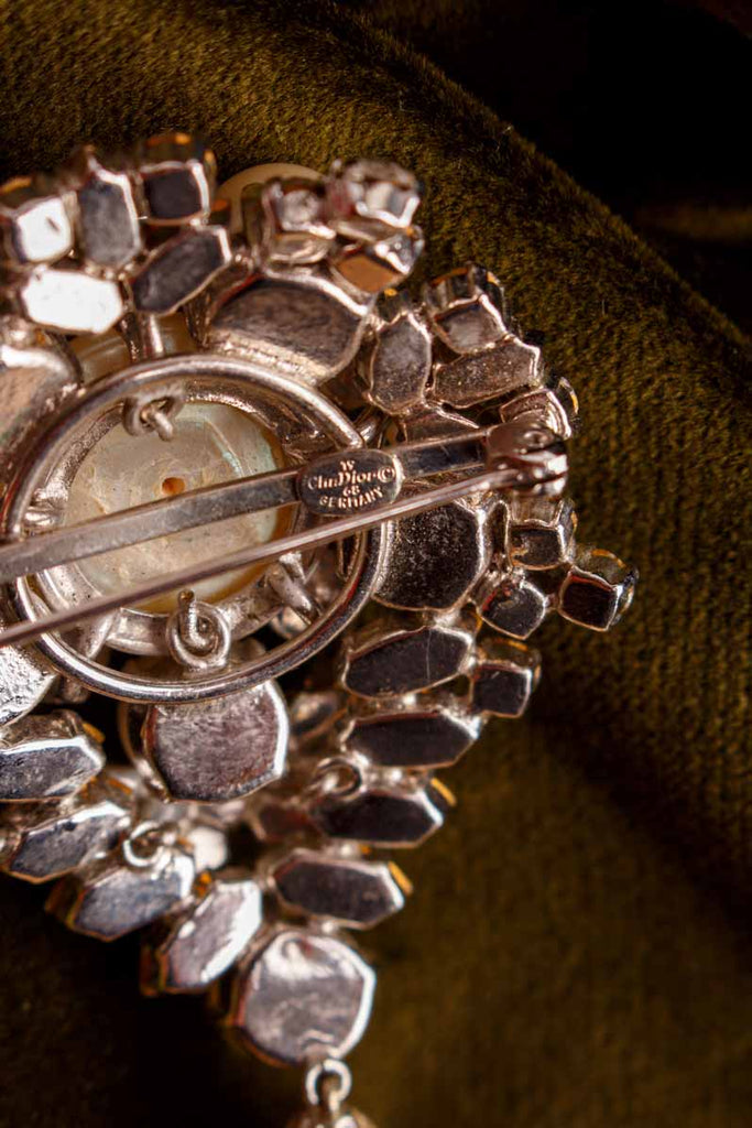 VGT DIOR Brosche Strass + Perlen 1968