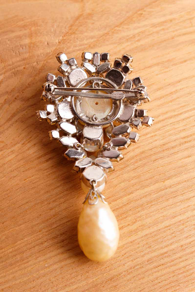VGT DIOR Brosche Strass + Perlen 1968