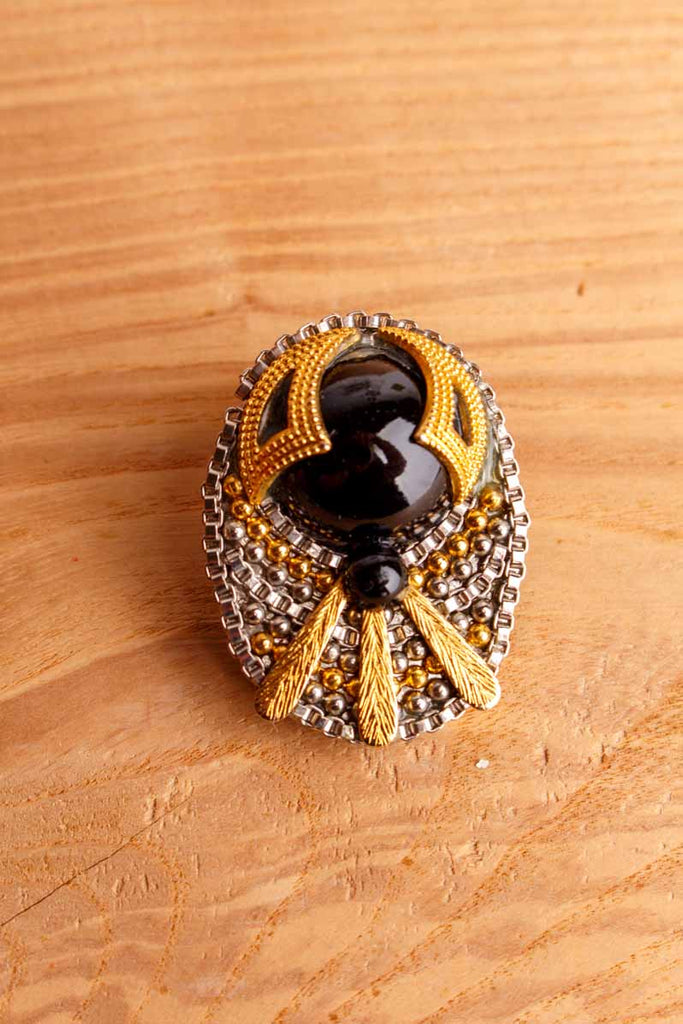 80s Brosche extravagant mit Ketten