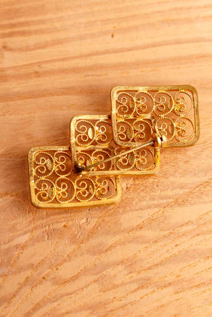 60s Brosche gold mit Aurora-Strass