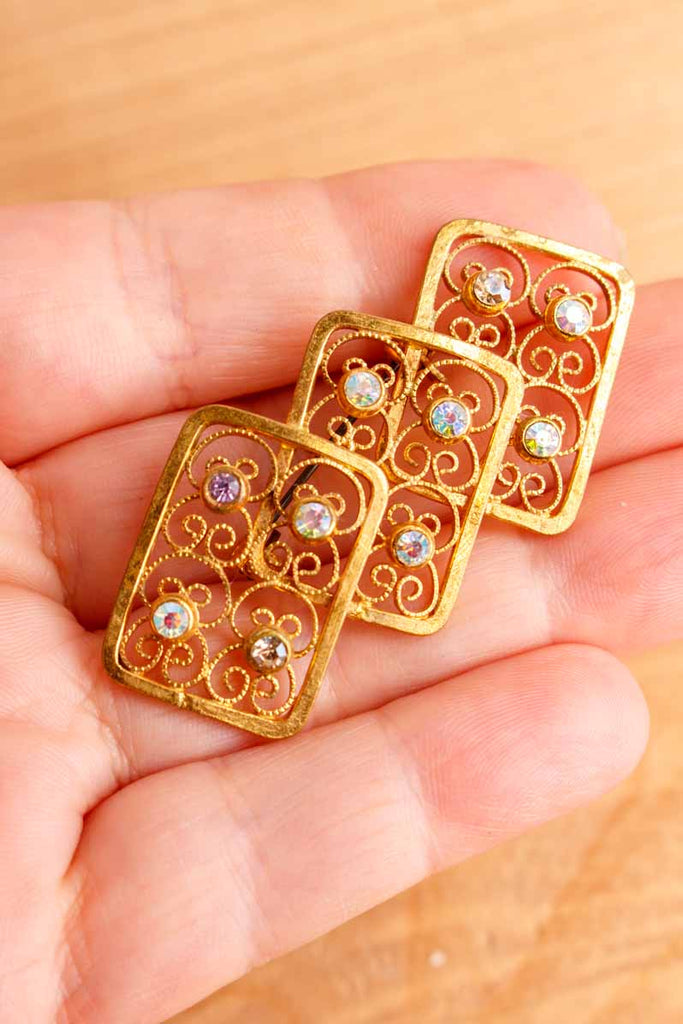 60s Brosche gold mit Aurora-Strass