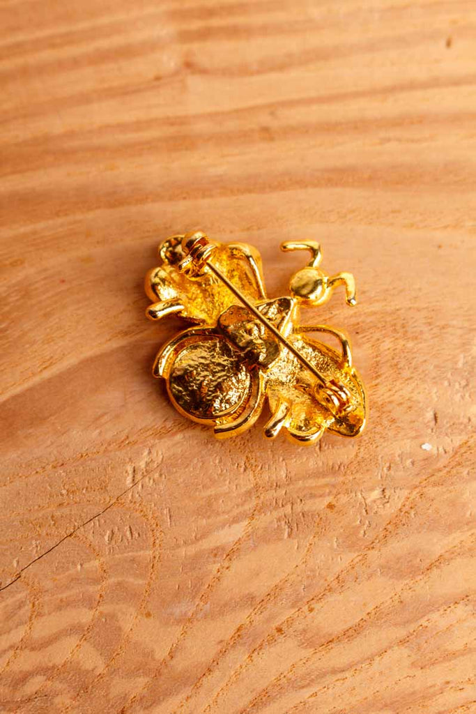 VTG Brosche goldener Käfer mit Strass