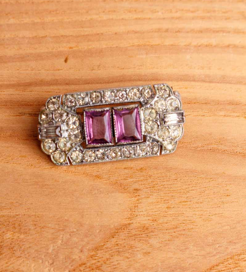 Vintage Strass Brosche Art Deco