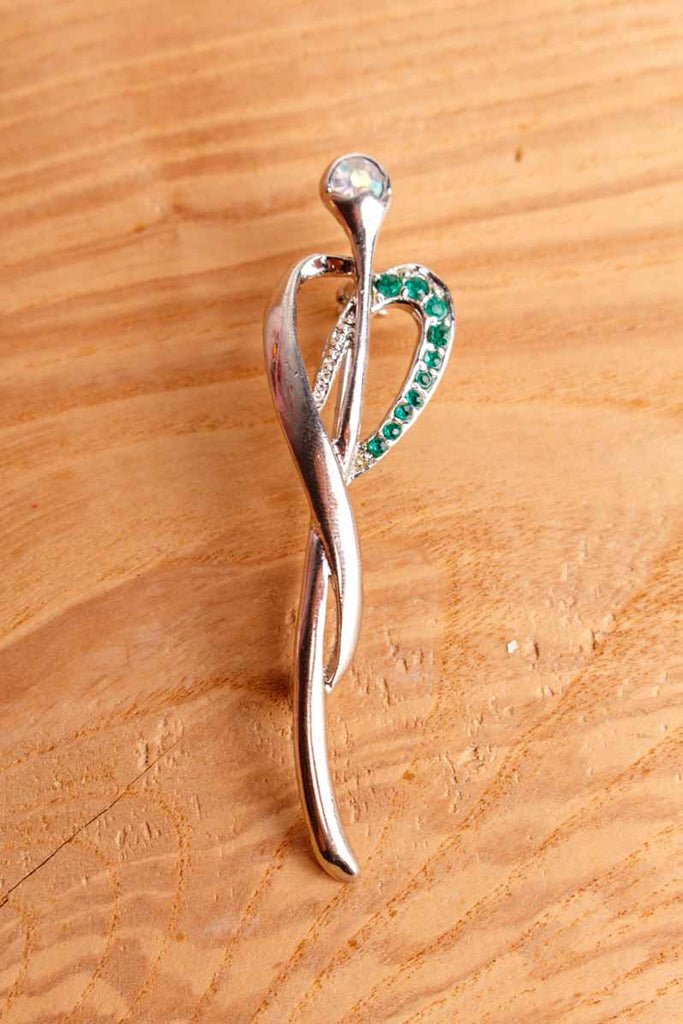 Vintage Strass Brosche silber Engel