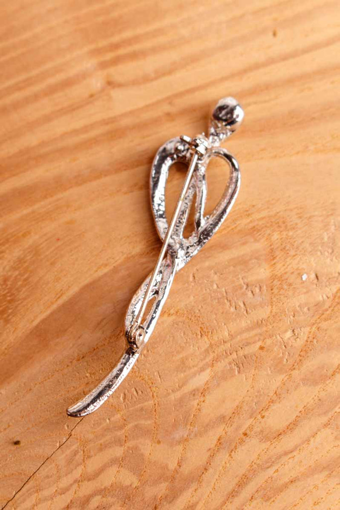 Vintage Strass Brosche silber Engel